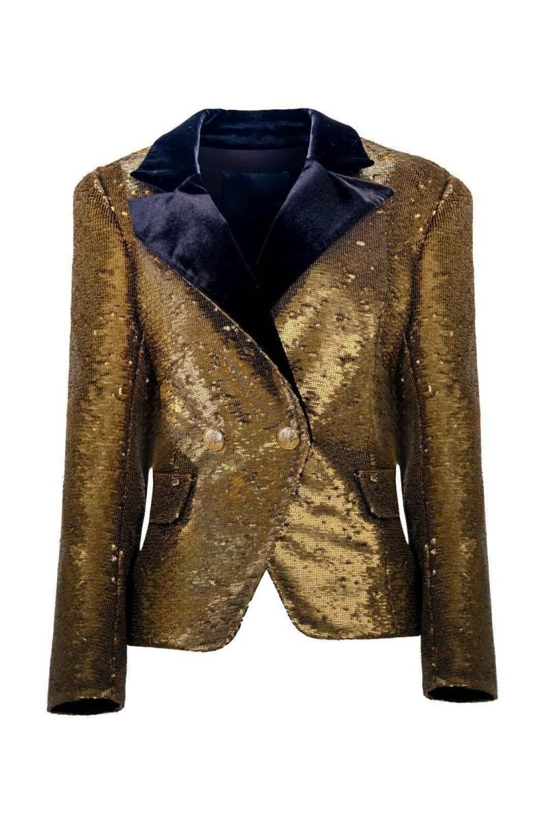 GOLD SEQUIN DOUBLE - BREASTED BLAZER - Nakhle.Ets - Blazers