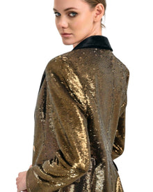 GOLD SEQUIN DOUBLE-BREASTED BLAZER