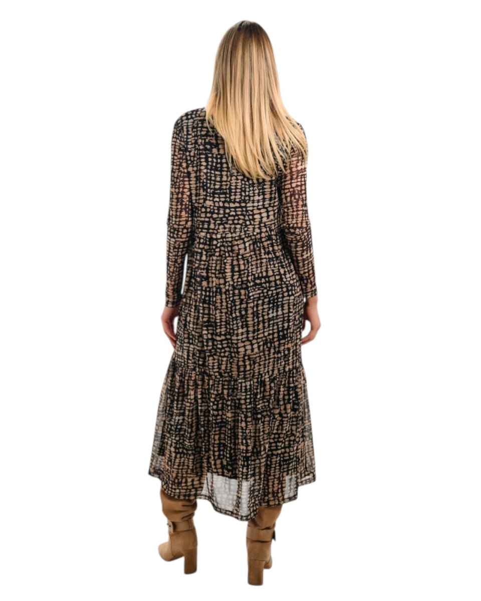 GRAPHIC PRINT LONG SLEEVE DRESS - Nakhle.Ets - Dresses