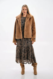 GRAPHIC PRINT LONG SLEEVE DRESS - Nakhle.Ets - Dresses