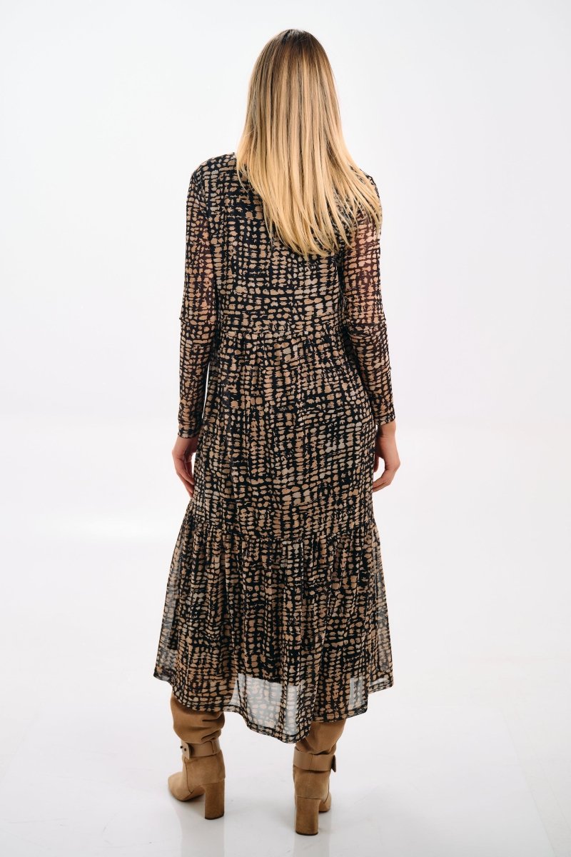 GRAPHIC PRINT LONG SLEEVE DRESS - Nakhle.Ets - Dresses