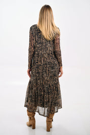 GRAPHIC PRINT LONG SLEEVE DRESS - Nakhle.Ets - Dresses