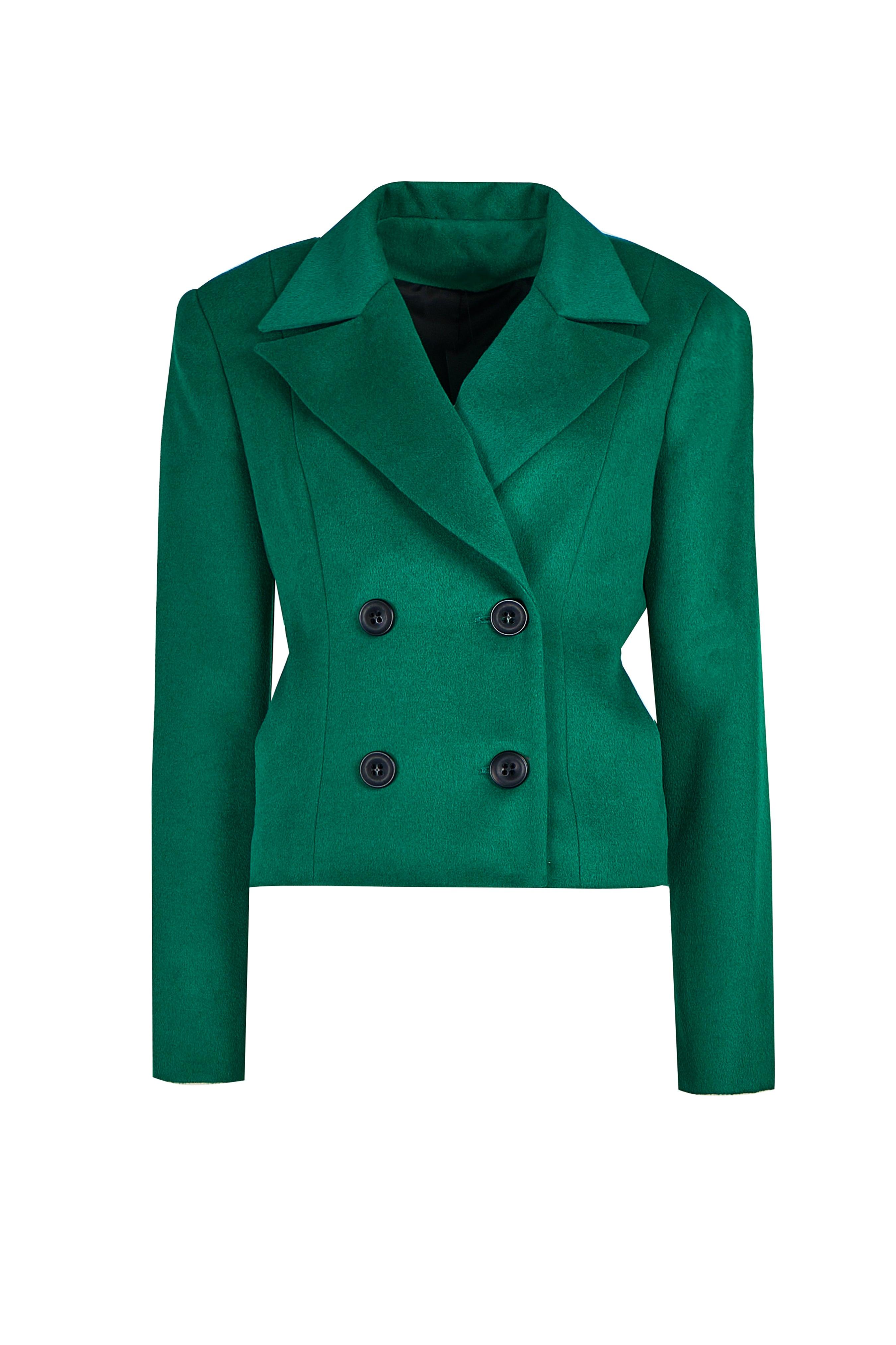 Emerald Green Double-Breasted Blazer