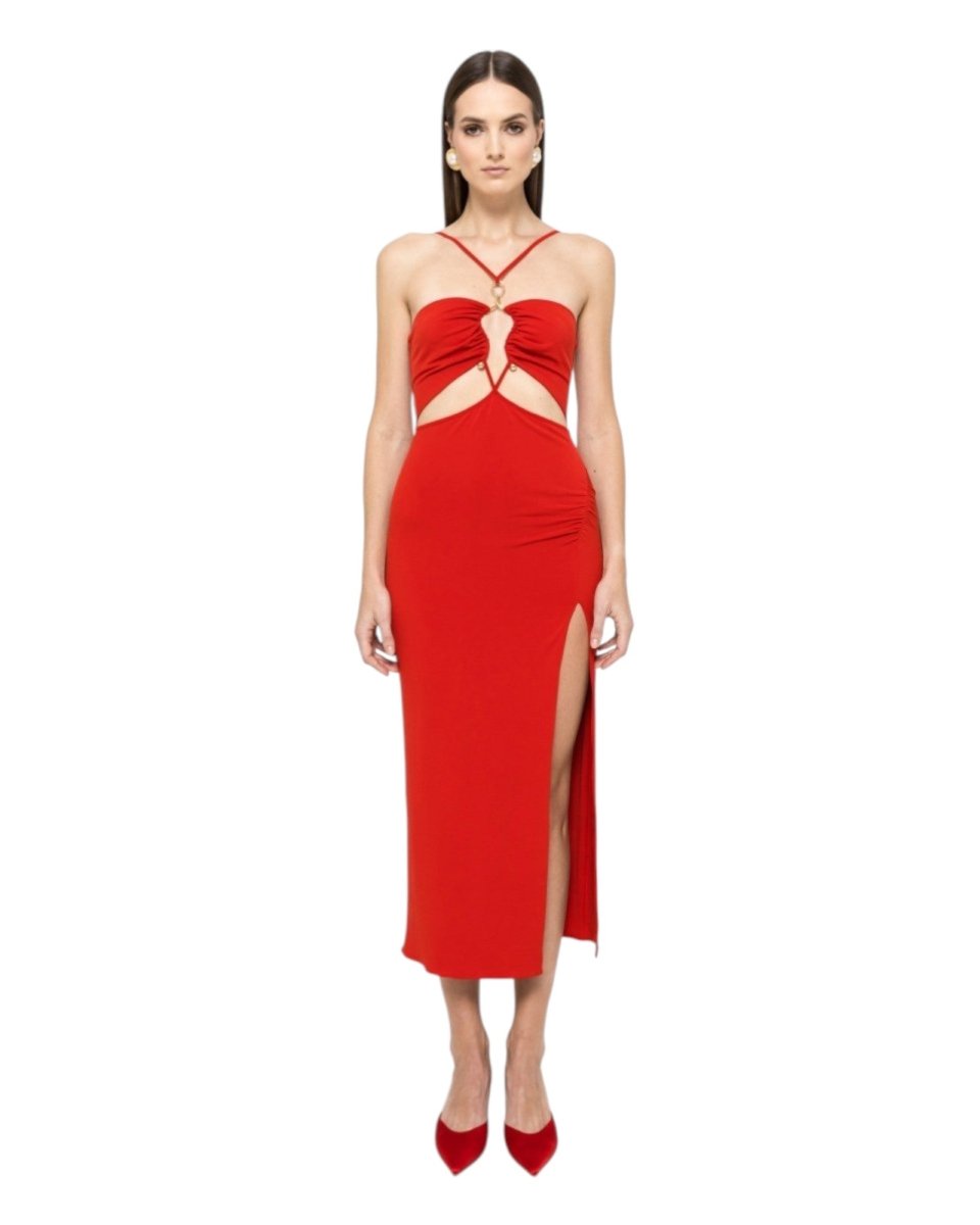 HALTER CUTOUT MAXI DRESS