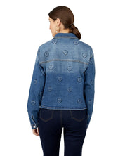 HEART EMBOSSED DENIM JACKET