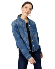 HEART EMBOSSED DENIM JACKET