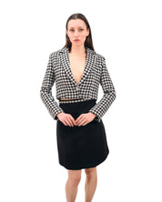 HOUNDSTOOTH CROPPED BLAZER - Nakhle.Ets - Jackets