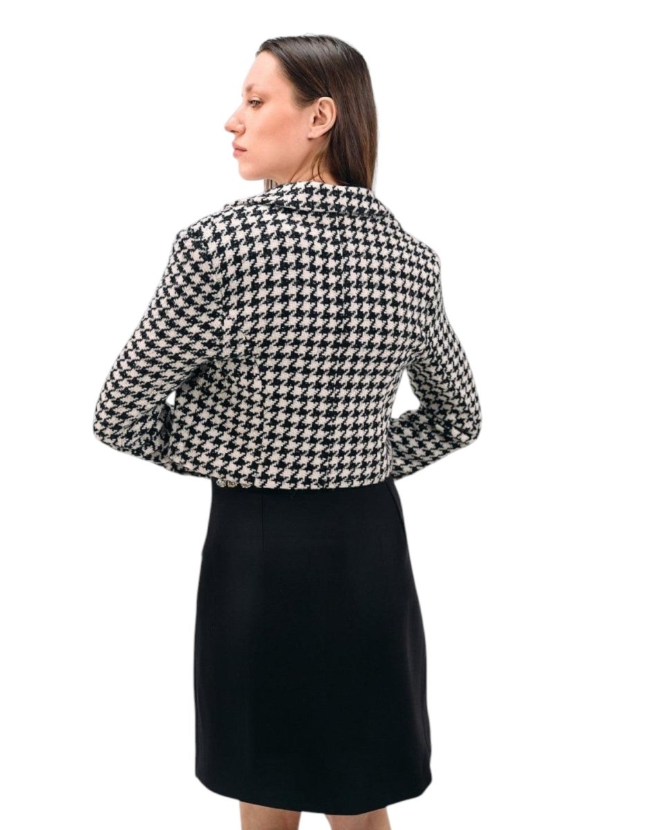 HOUNDSTOOTH CROPPED BLAZER - Nakhle.Ets - Jackets
