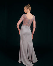 ILLUSION LACE BODICE EVENING GOWN - Nakhle.Ets - Dresses
