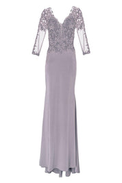 ILLUSION LACE BODICE EVENING GOWN - Nakhle.Ets - Dresses