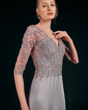 ILLUSION LACE BODICE EVENING GOWN - Nakhle.Ets - Dresses