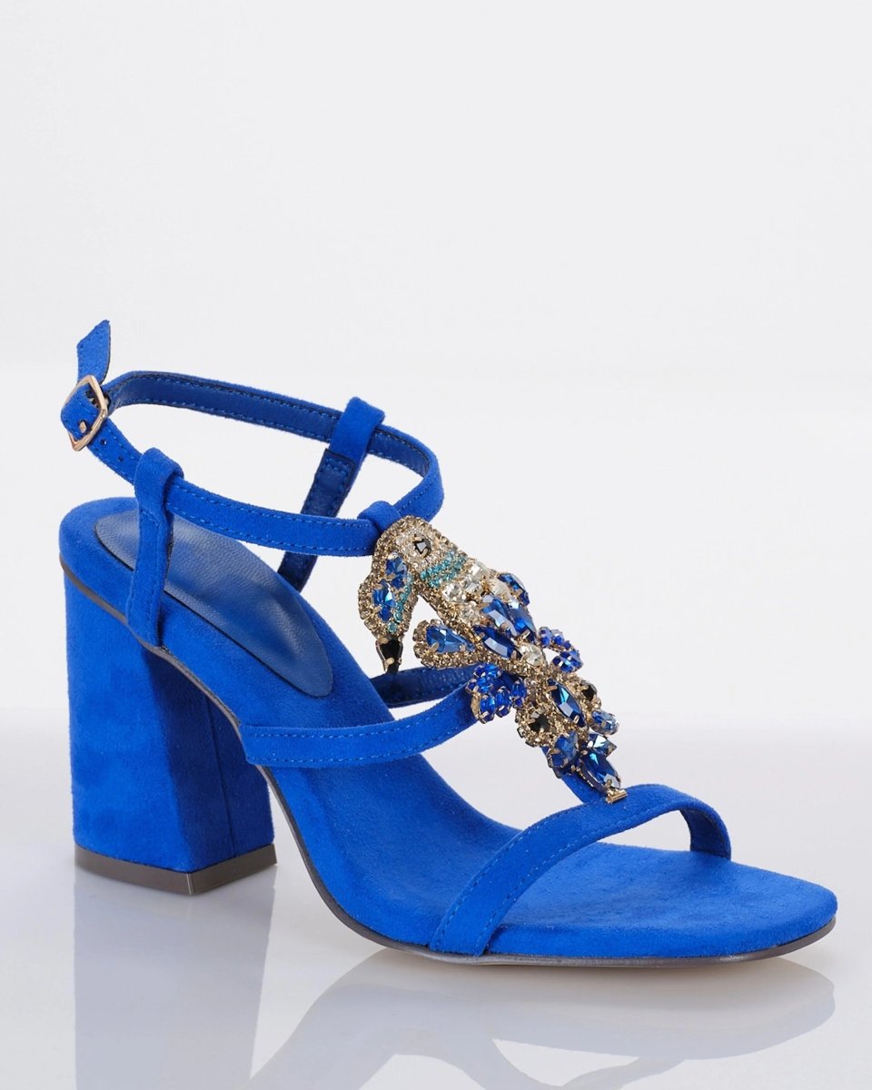 JEWELED STRAP BLOCK SANDAL