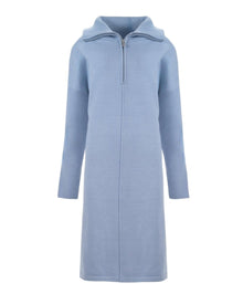 KNIT ZIP-UP LONG DRESS WITH COLLAR