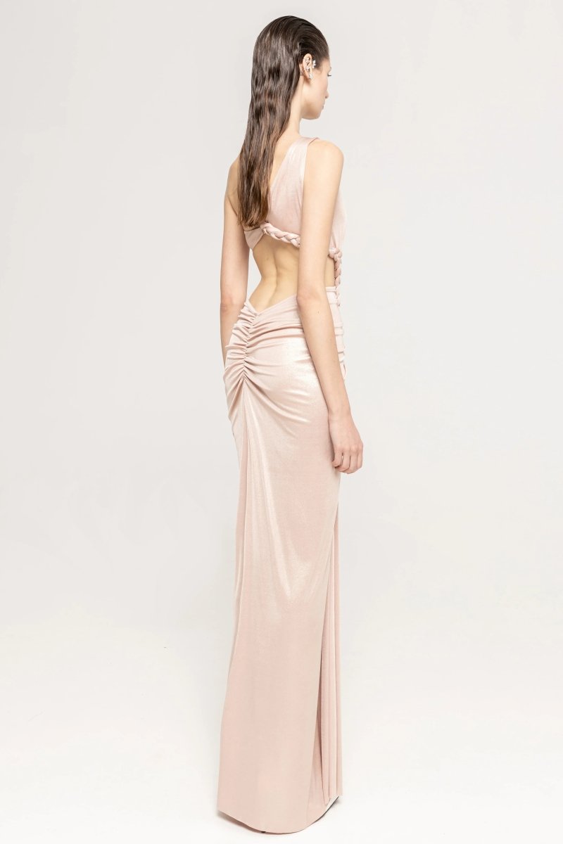 KNOTTED CUTOUT DRAPE GOWN - Nakhle.Ets - Dresses