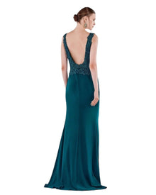 LACE BODICE SATIN GOWN