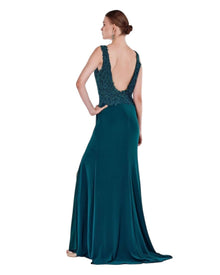 LACE BODICE SATIN GOWN