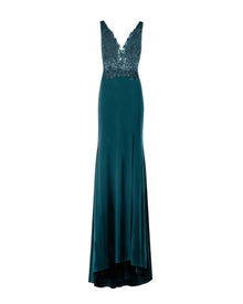 LACE BODICE SATIN GOWN