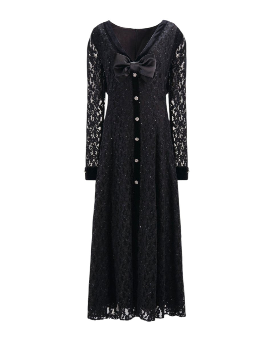 LACE BUTTON-DOWN GOWN