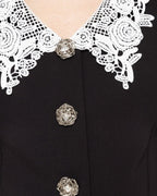 LACE COLLAR MIDI DRESS WITH CRYSTAL BUTTONS - Nakhle.Ets - Dresses