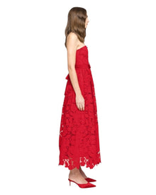 LACE MAXI DRESS WITH CRYSTAL BUTTONS