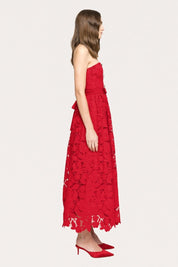 LACE MAXI DRESS WITH CRYSTAL BUTTONS - Nakhle.Ets - Dresses