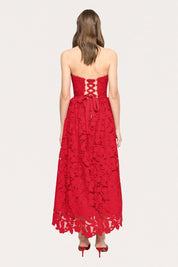 LACE MAXI DRESS WITH CRYSTAL BUTTONS - Nakhle.Ets - Dresses