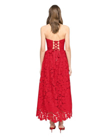 LACE MAXI DRESS WITH CRYSTAL BUTTONS