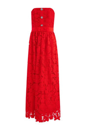 LACE MAXI DRESS WITH CRYSTAL BUTTONS - Nakhle.Ets - Dresses