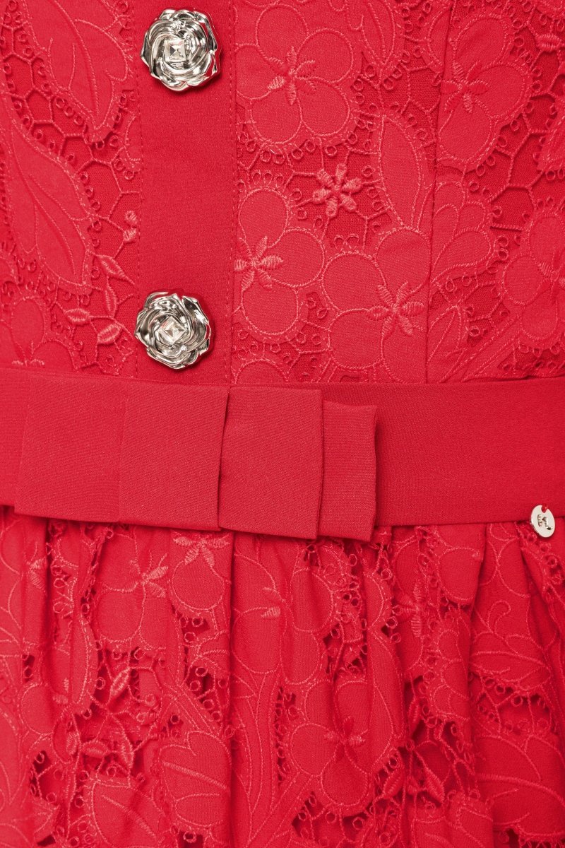 LACE MAXI DRESS WITH CRYSTAL BUTTONS - Nakhle.Ets - Dresses