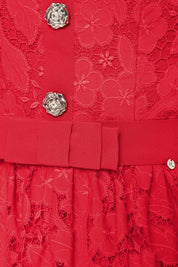 LACE MAXI DRESS WITH CRYSTAL BUTTONS - Nakhle.Ets - Dresses