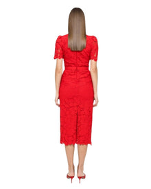 LACE MIDI DRESS WITH WIDE COLLAR