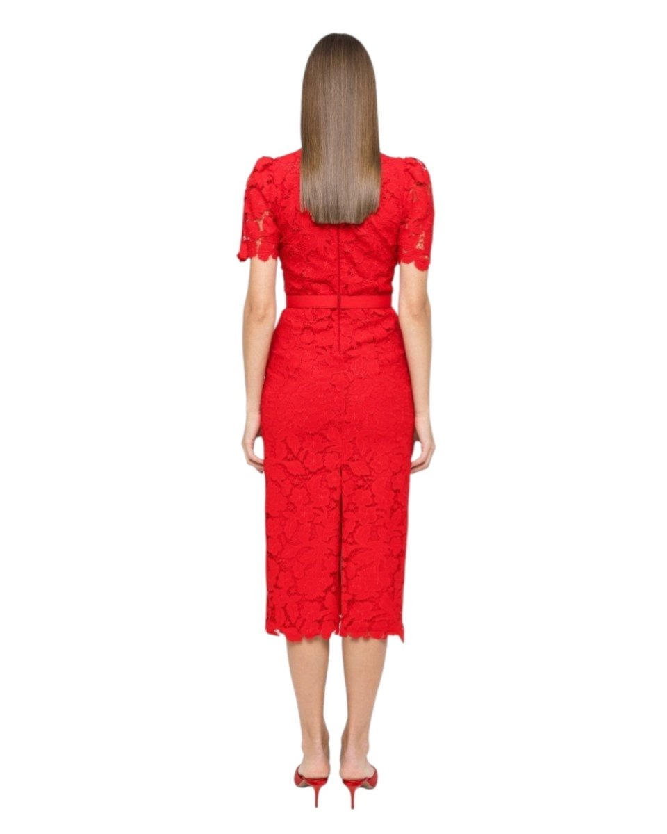 LACE MIDI DRESS WITH WIDE COLLAR - Nakhle.Ets - Dresses