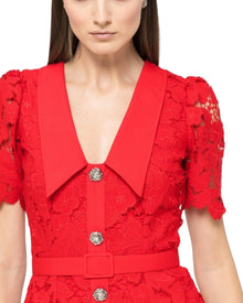 LACE MIDI DRESS WITH WIDE COLLAR
