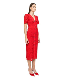 LACE MIDI DRESS WITH WIDE COLLAR