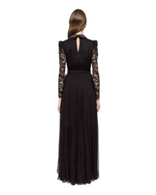 LACE PLEATED LONG GOWN