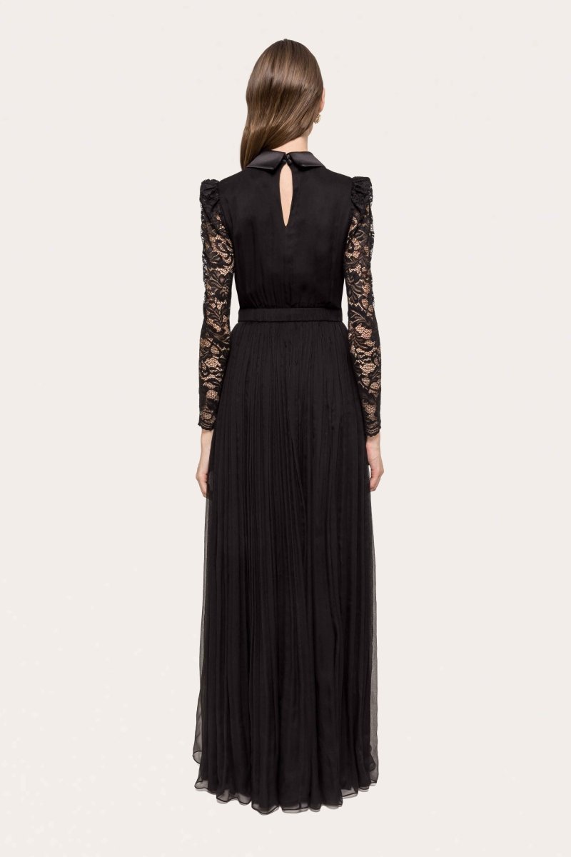 LACE PLEATED LONG GOWN - Nakhle.Ets - Dresses