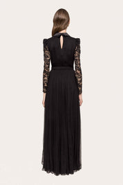 LACE PLEATED LONG GOWN - Nakhle.Ets - Dresses
