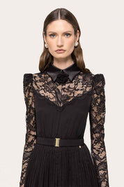 LACE PLEATED LONG GOWN - Nakhle.Ets - Dresses