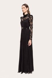 LACE PLEATED LONG GOWN - Nakhle.Ets - Dresses