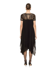 LACE PLEATED MIDI DRESS