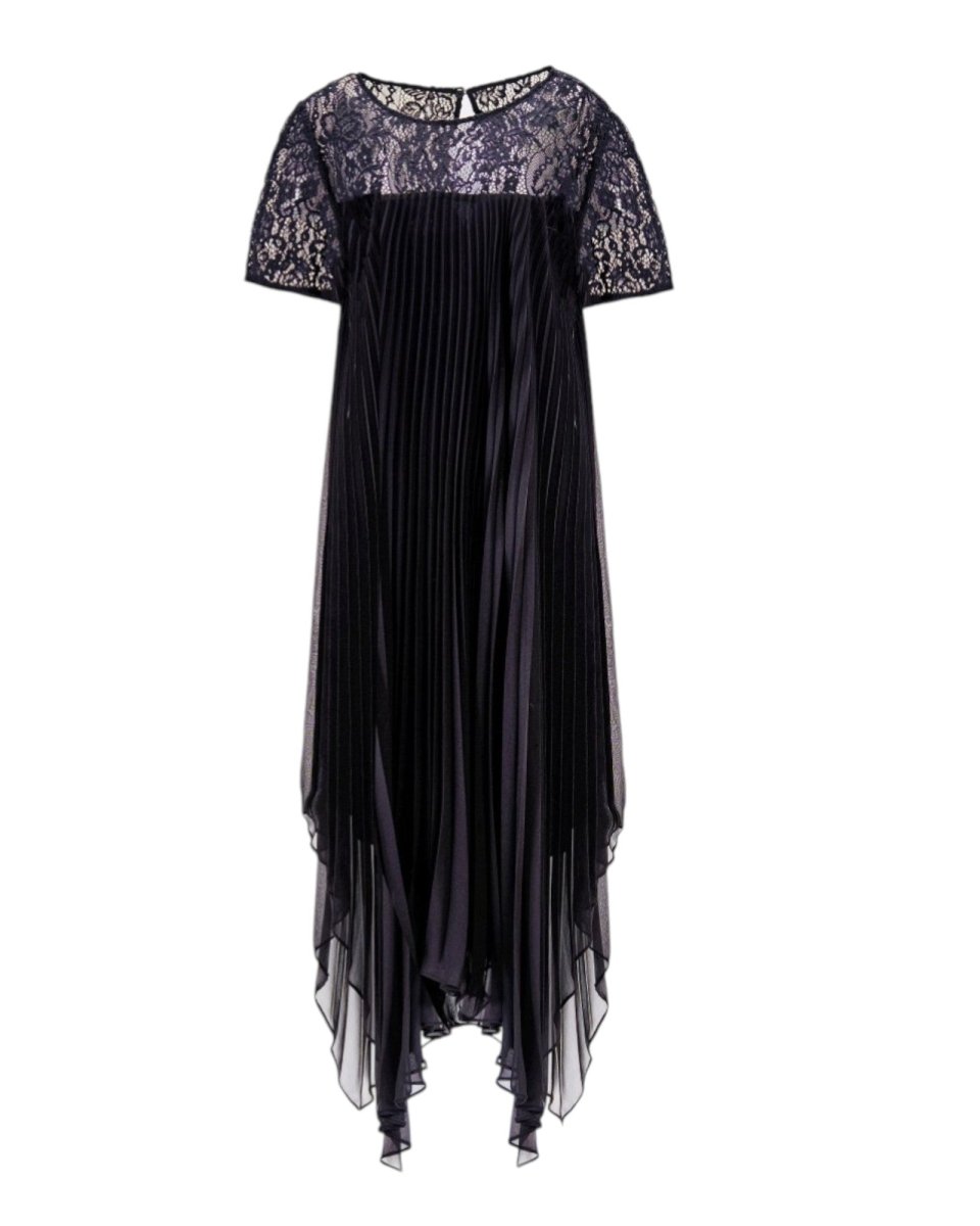 LACE PLEATED MIDI DRESS