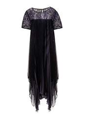 LACE PLEATED MIDI DRESS - Nakhle.Ets - Dresses
