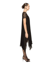 LACE PLEATED MIDI DRESS