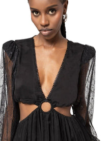 LACE RING-CUT MINI DRESS