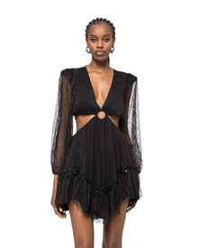 LACE RING-CUT MINI DRESS