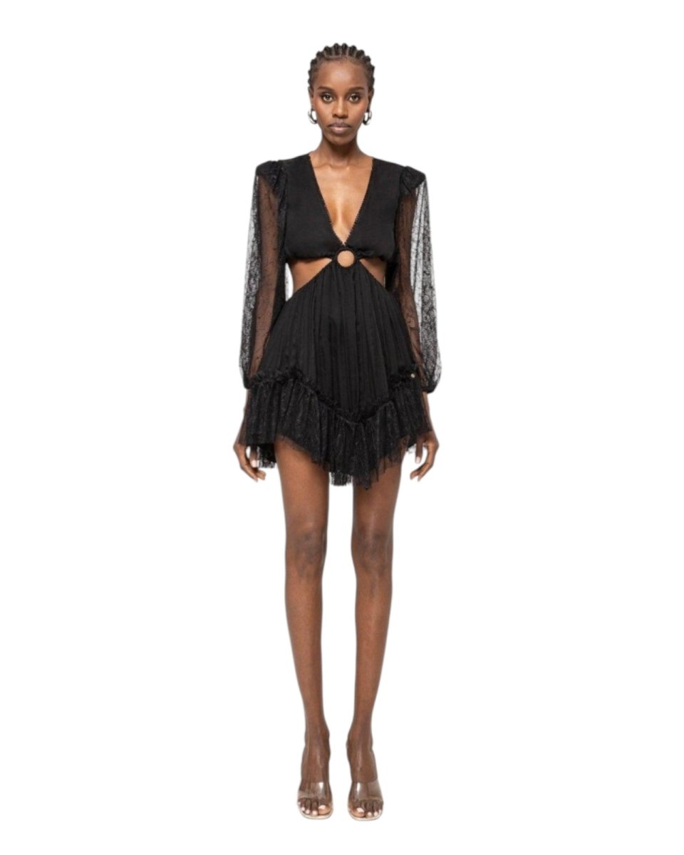 LACE RING-CUT MINI DRESS