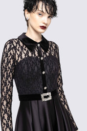 LACE SATIN MIDI DRESS