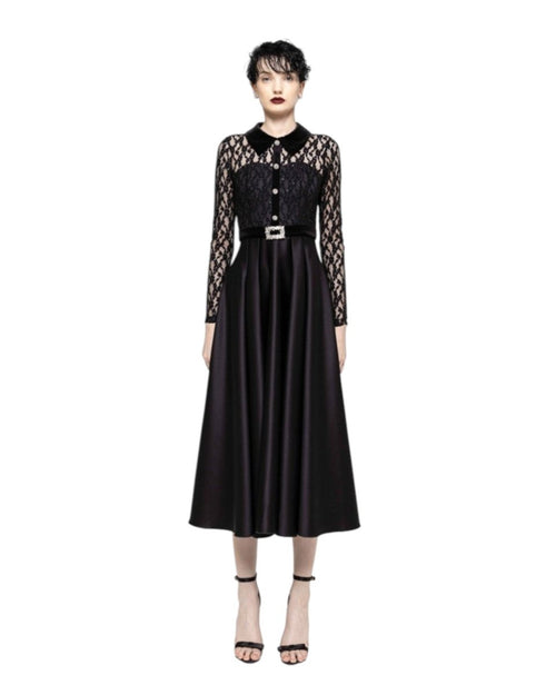 LACE SATIN MIDI DRESS - Nakhle.Ets - Dresses