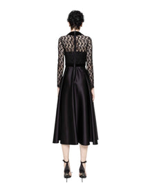 LACE SATIN MIDI DRESS
