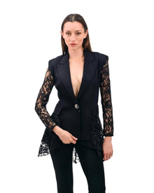 LACE-SLEEVE TAILORED BLAZER